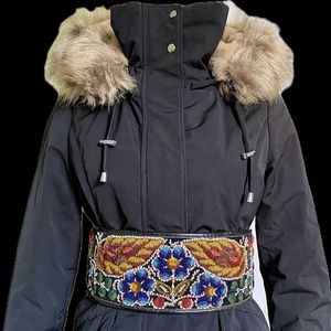 Zara Black Water-repelent Coat Puffer Winter Jacket with Faux Fur Trim Hoodie